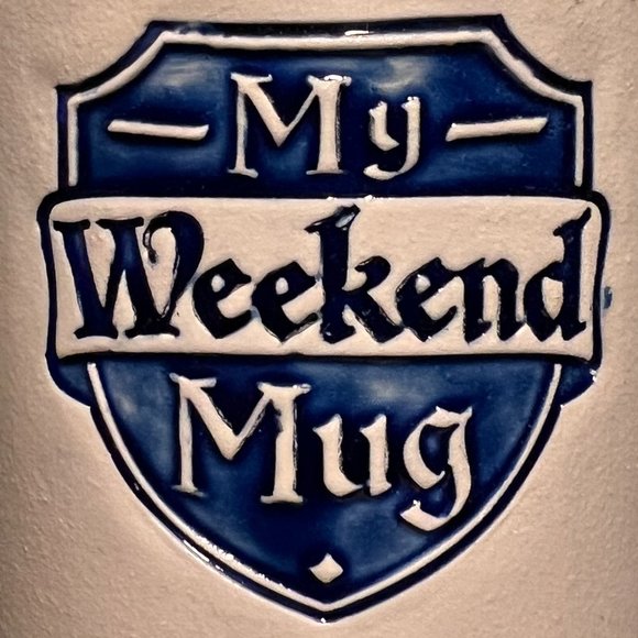 Hallmark MY WEEKEND MUG Beer Stein ~ Gray Stoneware ~ Embossed - Picture 2 of 8